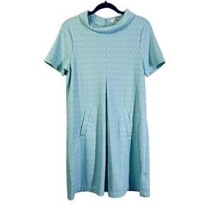 TYLER BOE Dress Medium Kristen Knit‎ Morning Sky Inverted Pleated Front Shift